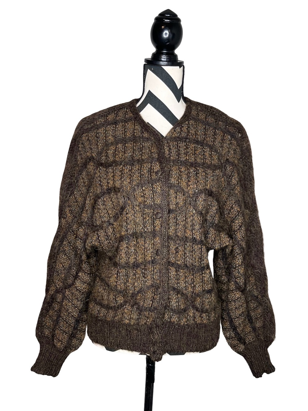 Vintage Fairy Grunge Earthy Wool Mohair Carigan Grandpa Knit Sweater Sz M